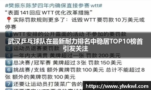 武汉乒乓球队在最新耐力排名中稳居TOP10榜首引发关注